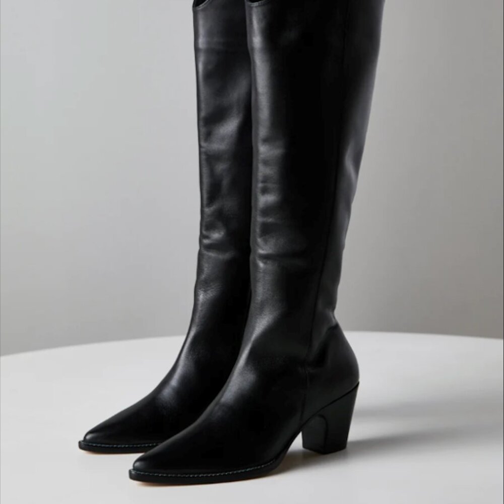 RACHEL COMEY Lahara Black Leather Boot Size 8